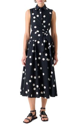 Akris punto Akris punto Polka Dot Cotton Poplin Faux Wrap Shirtdress