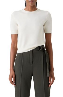 Akris punto Akris punto Relaxed Fit Short Sleeve Virgin Merino Wool Sweater