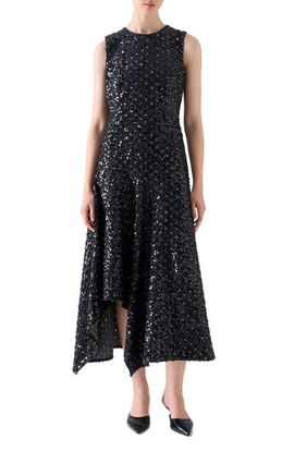 Akris punto Akris punto Starry Sky Sequin Handkerchief Hem Midi Dress