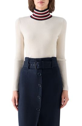 Akris punto Akris punto Striped Mock Neck Merino Wool Sweater
