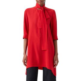 Akris punto Akris punto Tie Neck Handkerchief Hem Silk Crêpe de Chine Top