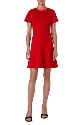 Akris punto Akris punto Tipped Neckline Short Sleeve Stretch Jersey Dress
