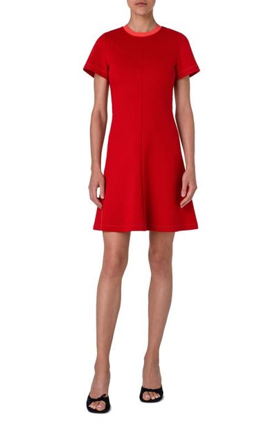 Akris punto Akris punto Tipped Neckline Short Sleeve Stretch Jersey Dress