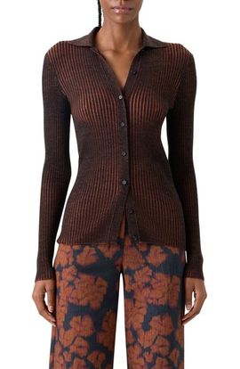 Akris punto Akris punto Two Tone Virgin Wool Rib Cardigan