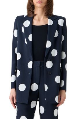 Akris punto Akris punto X-Large Polka Dot Single Breasted Stretch Crepe Blazer