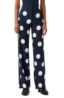 Akris punto Akris punto X-Large Polka Dot Stretch Crepe Wide Leg Pants