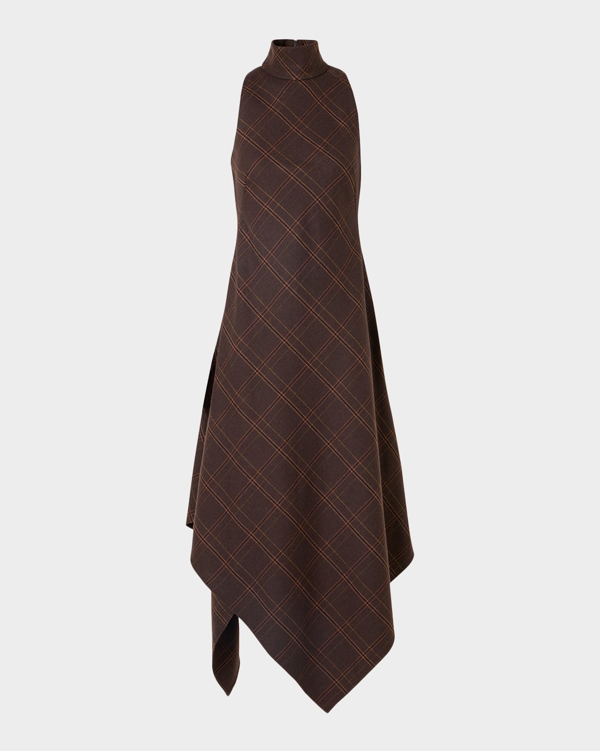 Akris punto Blanket Check Wool-Blend Flannel Midi Dress