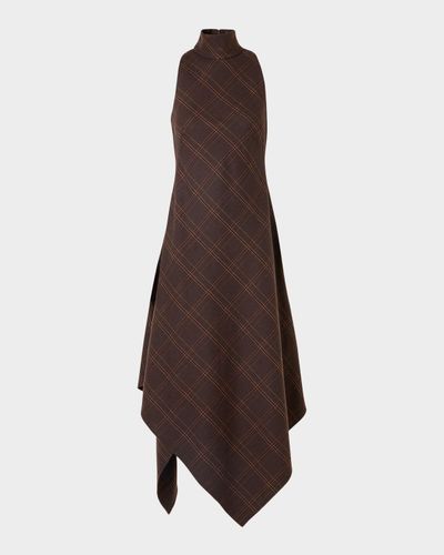 Akris punto Blanket Check Wool-Blend Flannel Midi Dress