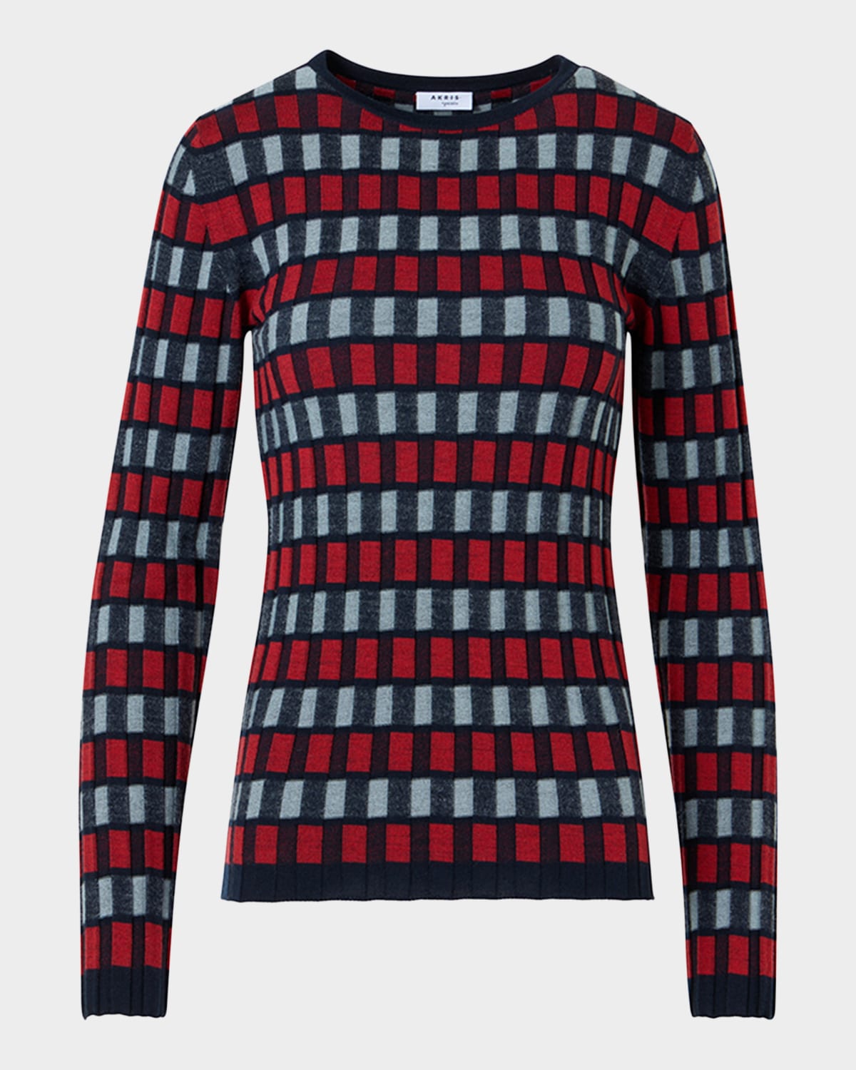 Akris punto Block Wool Knit Long-Sleeve Top
