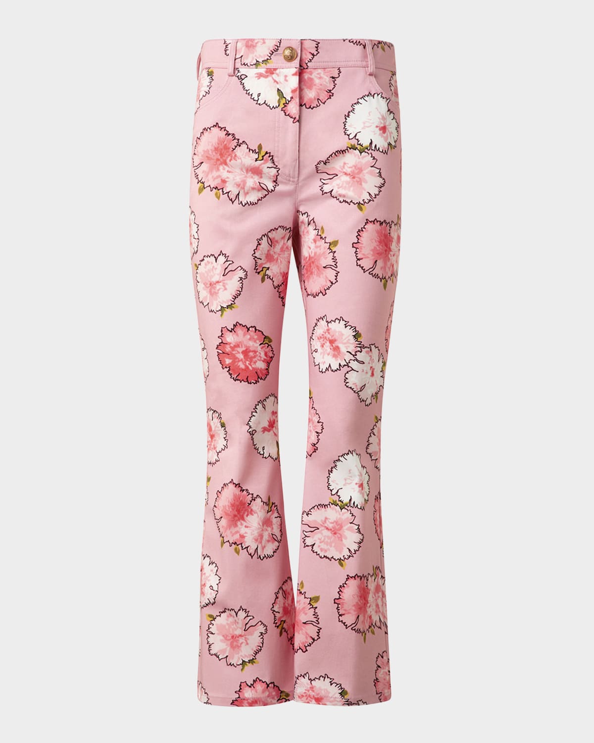 Akris punto Cali Carnation-Print Stretch Denim Kickflare Pants