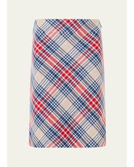Akris punto Check Wool-Blend Mini Skirt