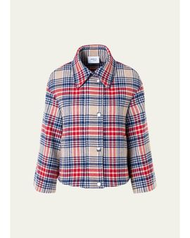 Akris punto Check Wool Zip Short Jacket