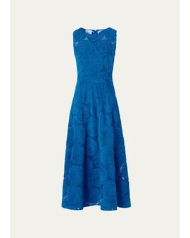 Akris punto Chenille Dot Embroidered Sleeveless Midi Dress