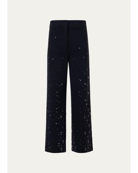 Akris punto Chieko Embellished Straight-Leg Ankle Pants