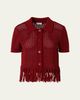 Akris punto Chunky Cotton Mesh Knit Fringed Collared Cardigan - 1