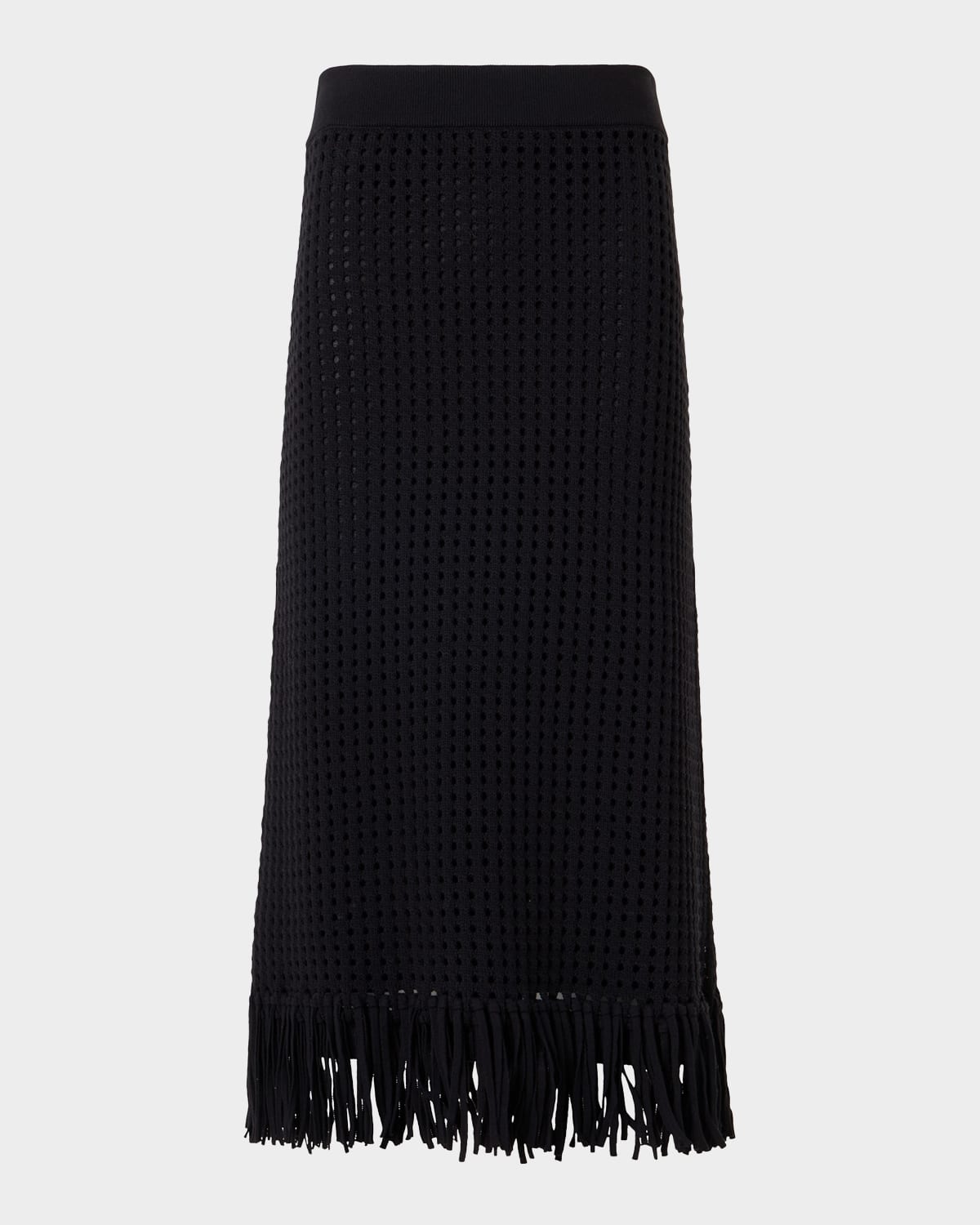 Akris punto Chunky Cotton Mesh Knit Fringed Midi Tube Skirt