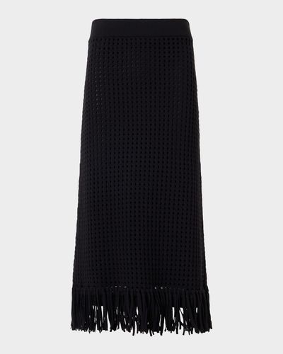 Akris punto Chunky Cotton Mesh Knit Fringed Midi Tube Skirt