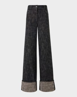 Akris punto Cooper Heavyweight Denim Wide-Leg Cuffed Pants