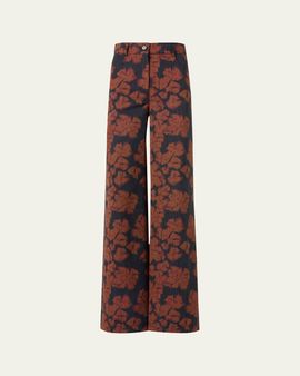 Akris punto Cooper Ikat Flower Pants in Cotton Canvas