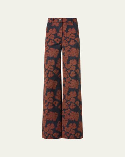 Akris punto Cooper Ikat Flower Pants in Cotton Canvas