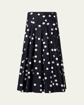 Akris punto Cotton Polka Dot Midi Skirt