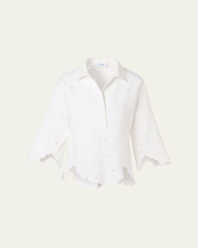 Akris punto Cotton Poplin Scalloped Blouse
