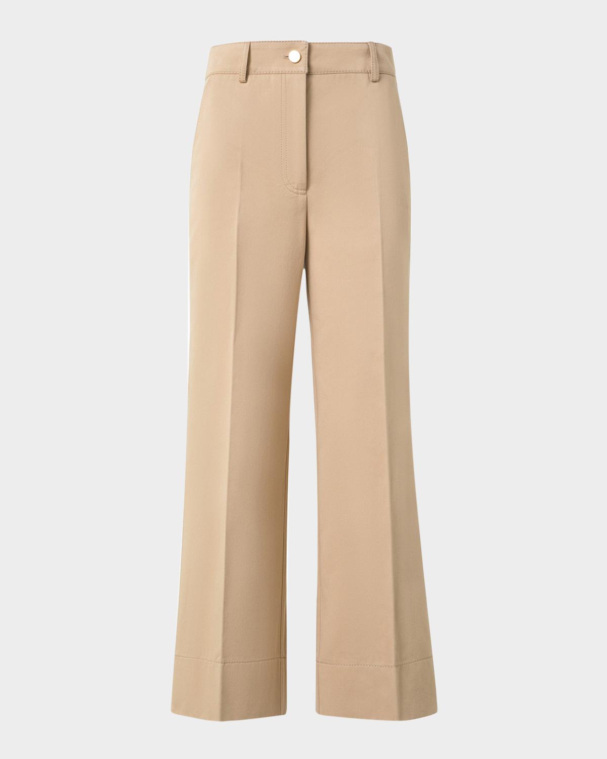 Akris punto Cropped Wide-Leg Cotton Gabardine Pants