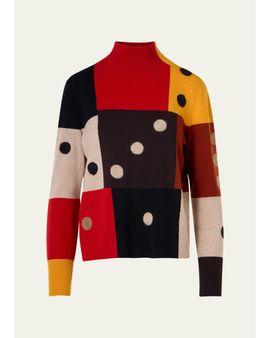 Akris punto Dice Intarsia Colorblock Wool-Cashmere Sweater