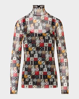 Akris punto Dice Print Tulle Top