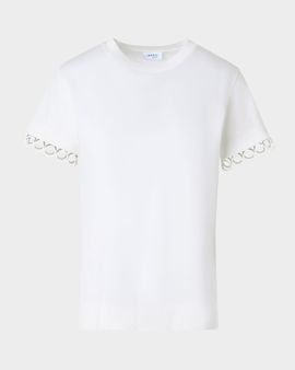 Akris punto Embroidered-Cuff Short-Sleeve T-Shirt