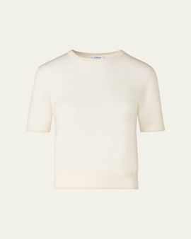 Akris punto Fine Merino Wool Knit Short-Sleeve Crew Neck Sweater