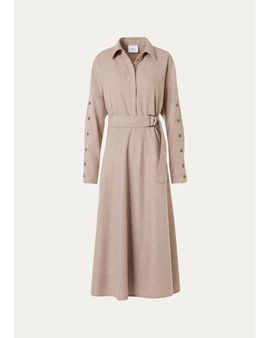 Akris punto Flannel Wool Trench Midi Dress