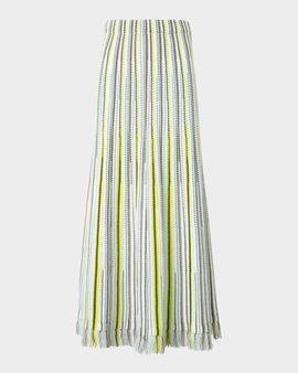 Akris punto Flared Crochet Knit Fringe Hem Skirt