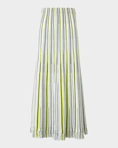 Akris punto Flared Crochet Knit Fringe Hem Skirt