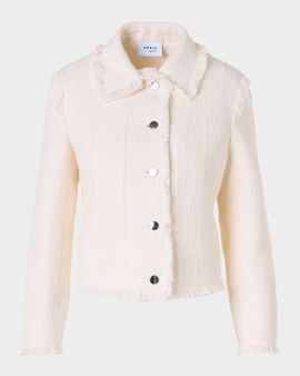 Akris punto Fringed Cotton-Blend Tweed Fitted Short Jacket