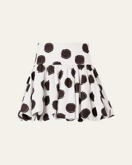 Akris punto Fringed Polka Dot Jacquard Mini Skirt