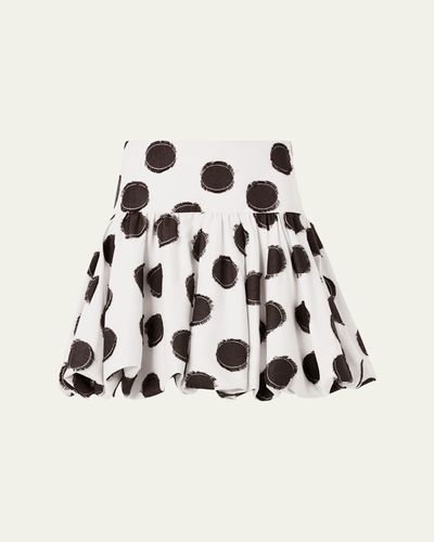 Akris punto Fringed Polka Dot Jacquard Mini Skirt