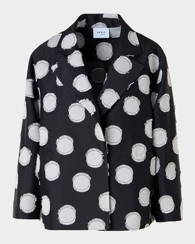 Akris punto Fringed Polka Dot Jacquard Oversized Jacket
