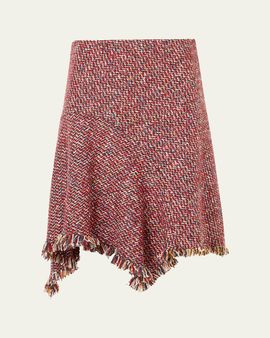 Akris punto Fringed Wool-Blend Tweed Asymmetric Skirt