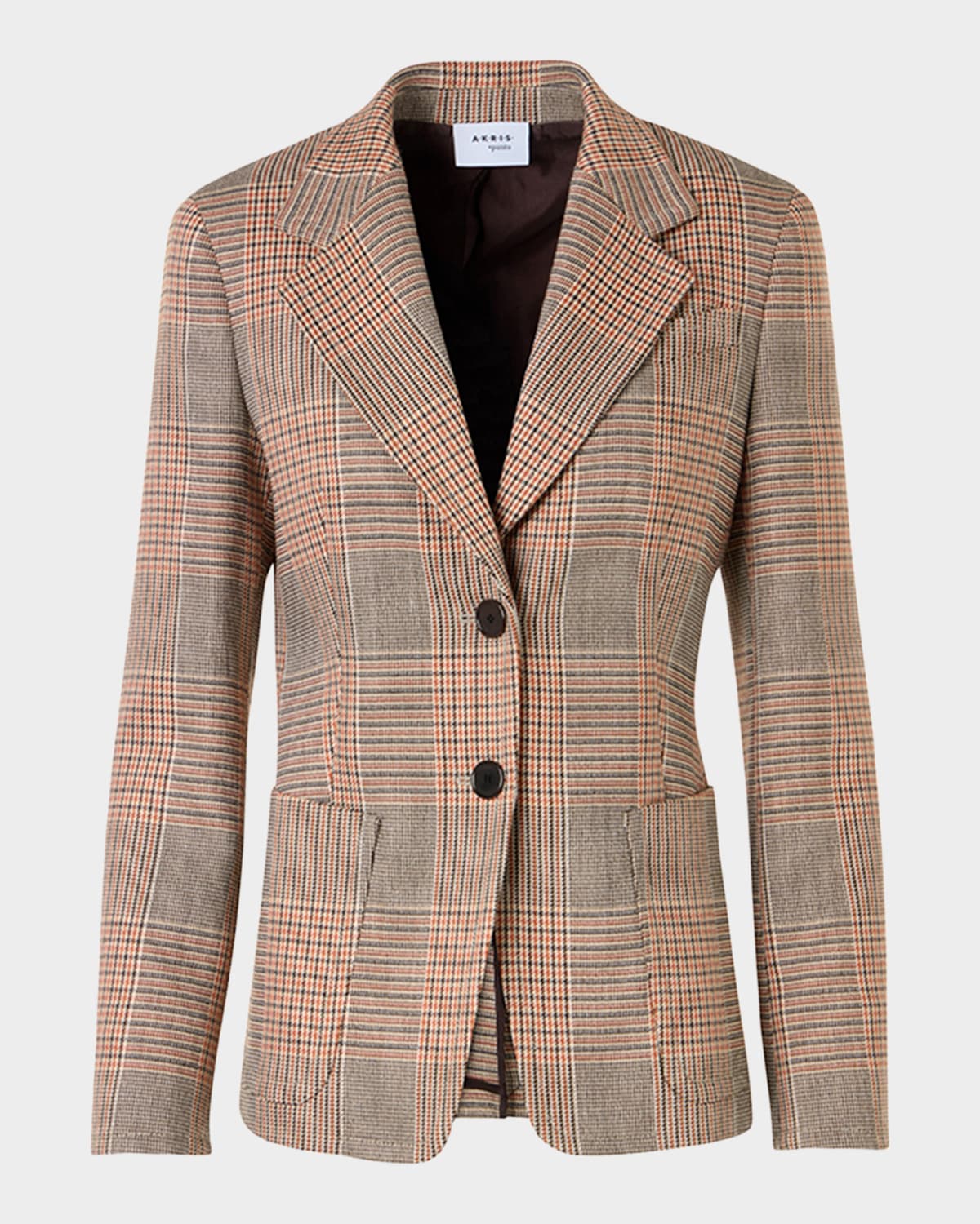 Akris punto Glen Check Twill Two-Button Jacket