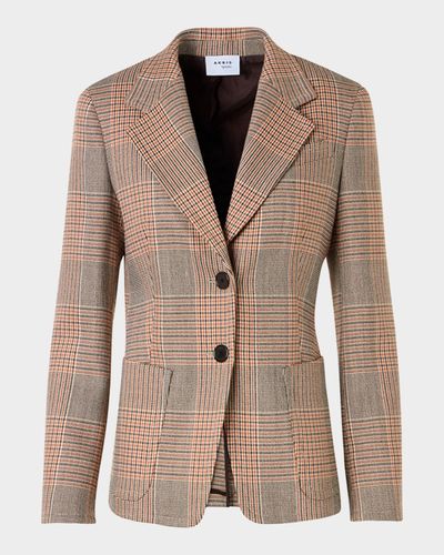 Akris punto Glen Check Twill Two-Button Jacket