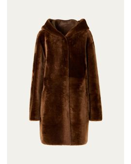 Akris punto Hooded Shearling Oversized Coat