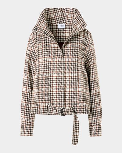 Akris punto Houndstooth Tweed Wool-Blend Blouson Jacket
