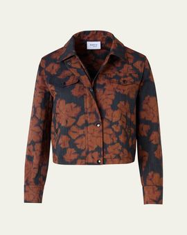 Akris punto Ikat Flower Motorbike Jacket in Cotton Canvas