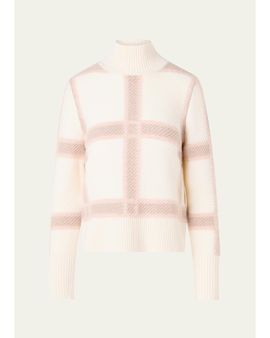 Akris punto Intarsia Plaid Wool-Cashmere Sweater