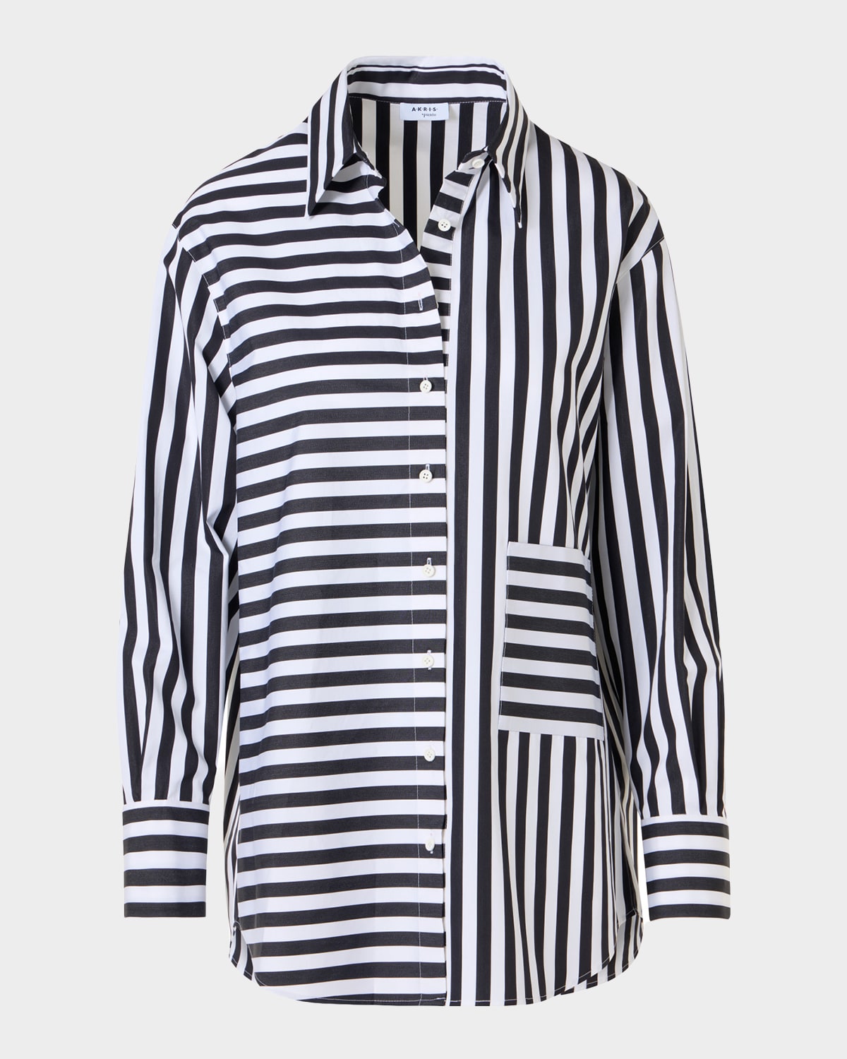 Akris punto Large Striped Cotton Poplin Oversized Button-Down Shirt