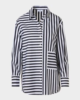 Akris punto Large Striped Cotton Poplin Oversized Button-Down Shirt