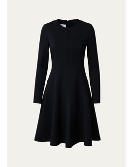 Akris punto Long-Sleeve Cotton Jersey Zip Front Mini Day Dress