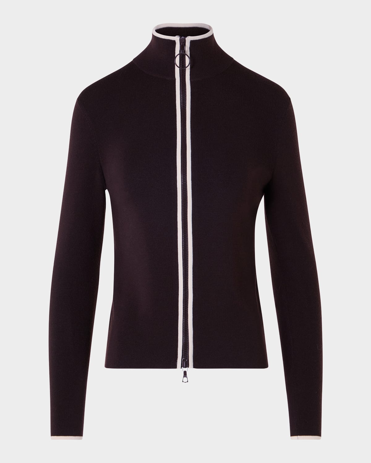 Akris punto Merino Wool Knit Zip Cardigan