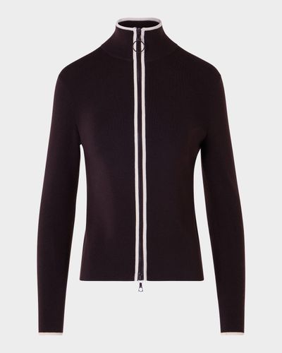 Akris punto Merino Wool Knit Zip Cardigan